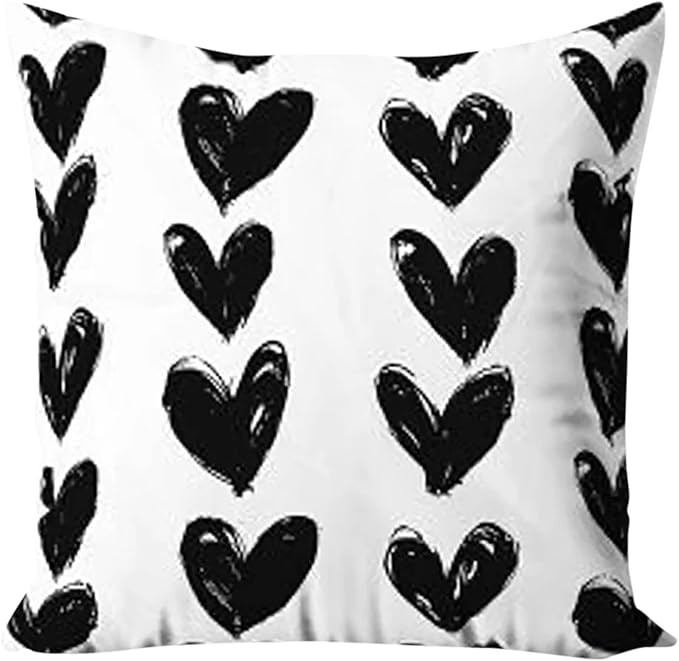 Valentines Pillow Covers 18×18 Inch Black and White Love Heart Valentine Decorations Holiday Pil... | Amazon (US)