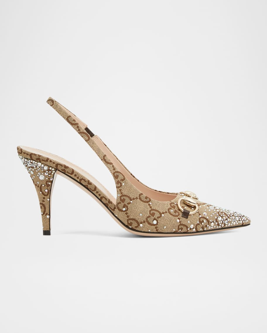Gucci Erin GG Crystal Canvas Slingback Pumps | Neiman Marcus