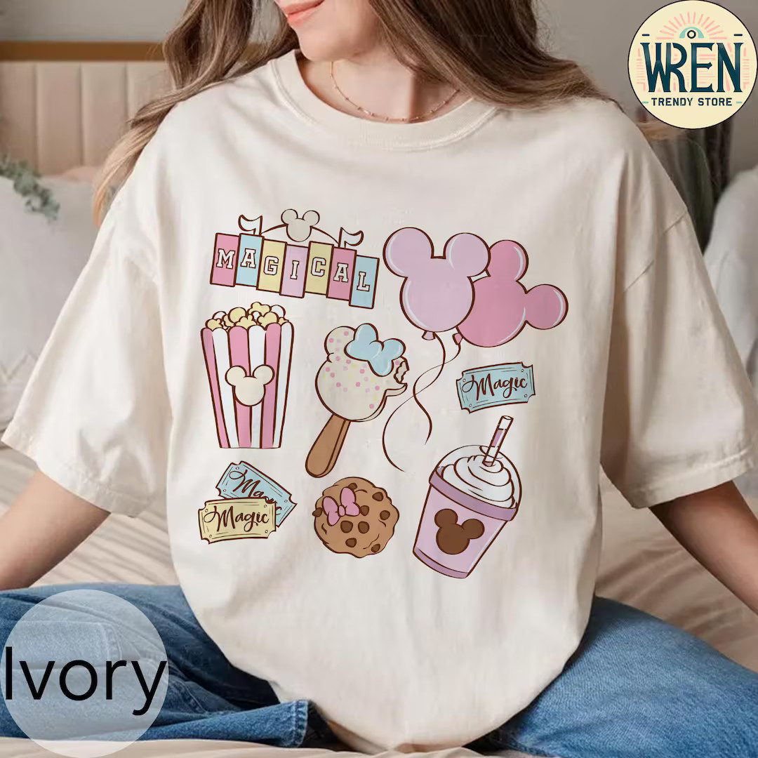 Retro Disney Magical Pastel Park Snacks Shirt, Disneyland Magic Shirt, Magical Castle Shirt, Disn... | Etsy (US)