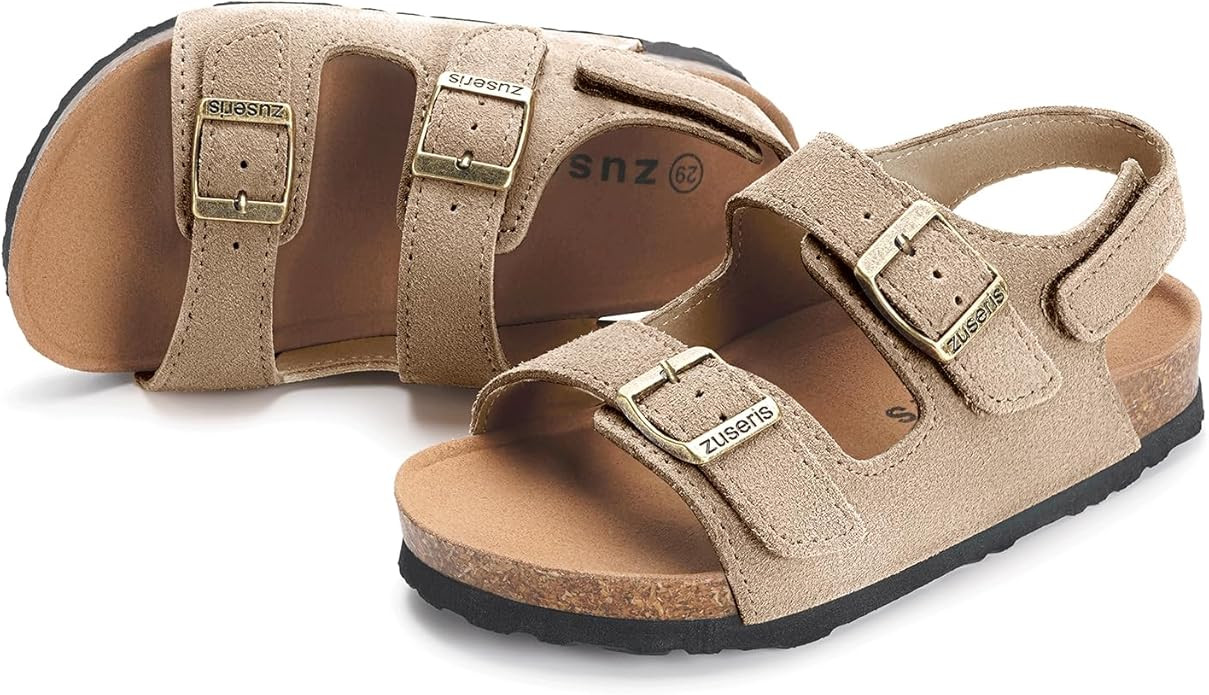 ZUSERIS Kids Toddler Sandals Boys Girls Cork Footbed Sandal Comfort Double Buckle Slip On Slipper... | Amazon (US)