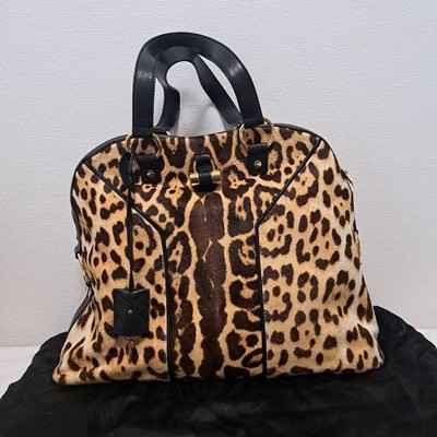 Yves Saint Laurent YSL Leopard Print Calf Hair Bag H33×W45×D15 cm w Key Dust Bag | eBay US