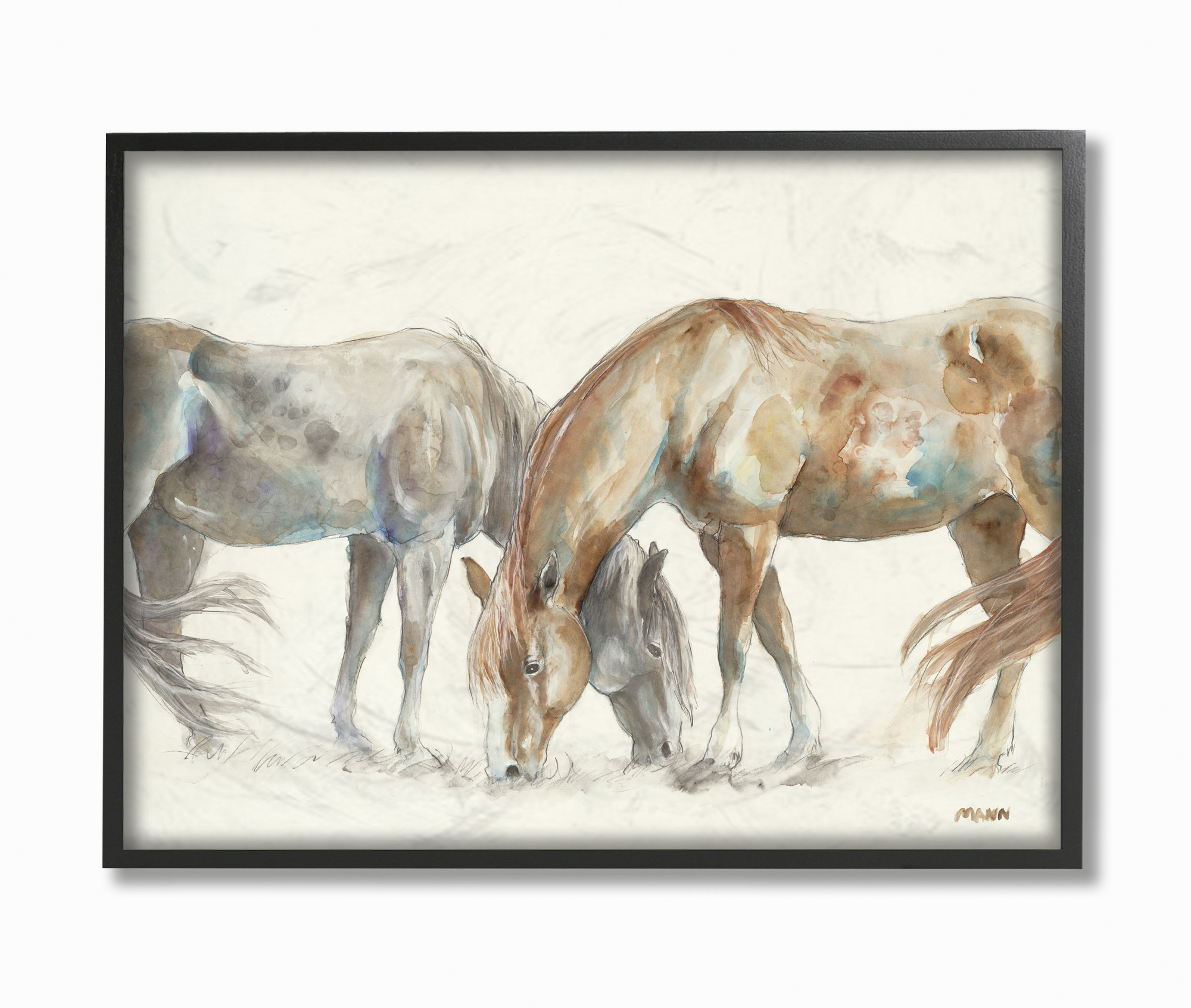 Stupell Industries Horse Couple Grey Brown Watercolor Painting Black Framed Wall Art, 16 x 20, by... | Walmart (US)