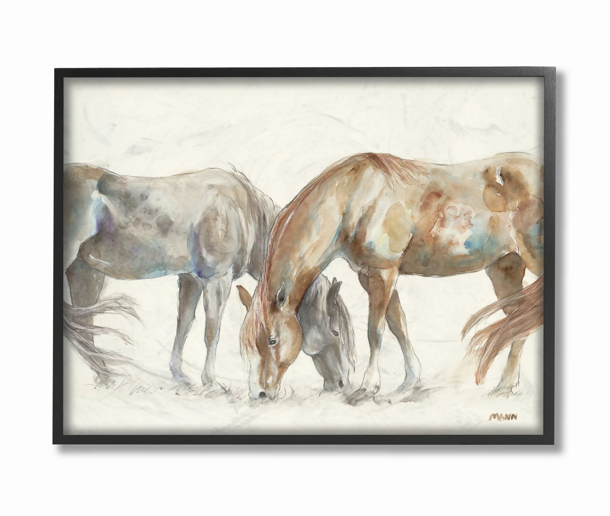 Stupell Industries Horse Couple Grey Brown Watercolor Painting Black Framed Wall Art, 16 x 20, by... | Walmart (US)
