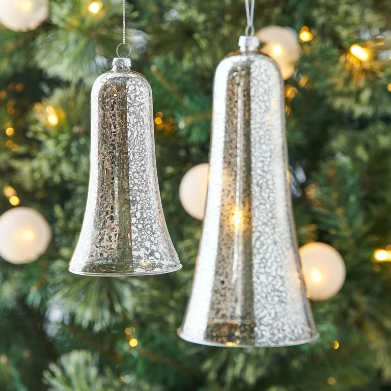 Holiday Time Set Of 2 Glass Bell - Walmart.com | Walmart (US)