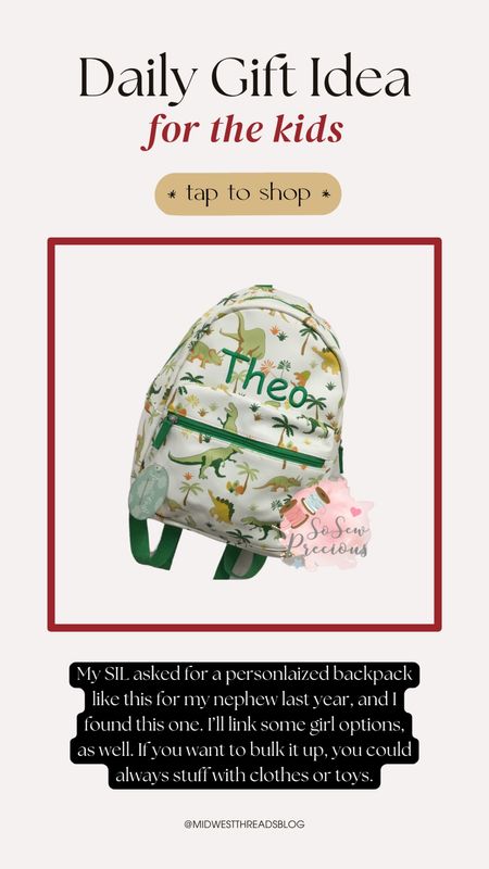 Personalized kid backpack, dinosaur backpack, gifts for kids, gift guide

#LTKHoliday #LTKGiftGuide #LTKfindsunder50