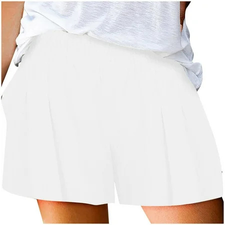 UMfun Shorts for Women Workout Shorts Women s Solid Color Casual Summer High Waist Shorts White L | Walmart (US)