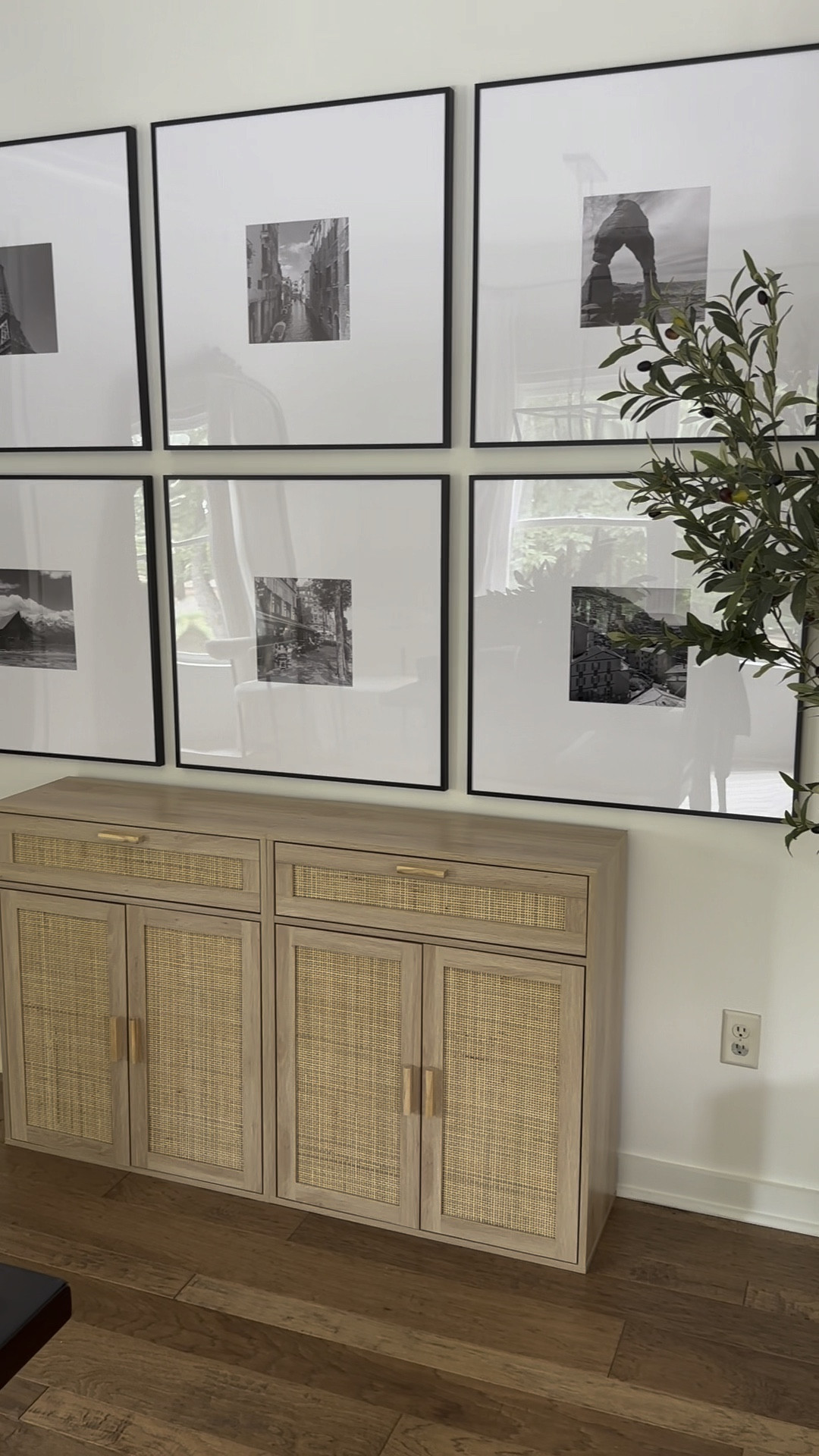 DIY Gallery Wall with frames from @frameiteasy and photos from our family trips. I’m so glad we created this photo wall in our dining room; it works perfectly for our home decor style too. Here are the frames we chose: Art Size: 10" x 10"
Outside Frame Size: 27 3/16" x 27 3/16"
Style: Ashford, in Satin Black
Matting: 8 1/2" Smooth White (White Core)
Cover: Clear Acrylic
Backing: Acid Free Foamcore