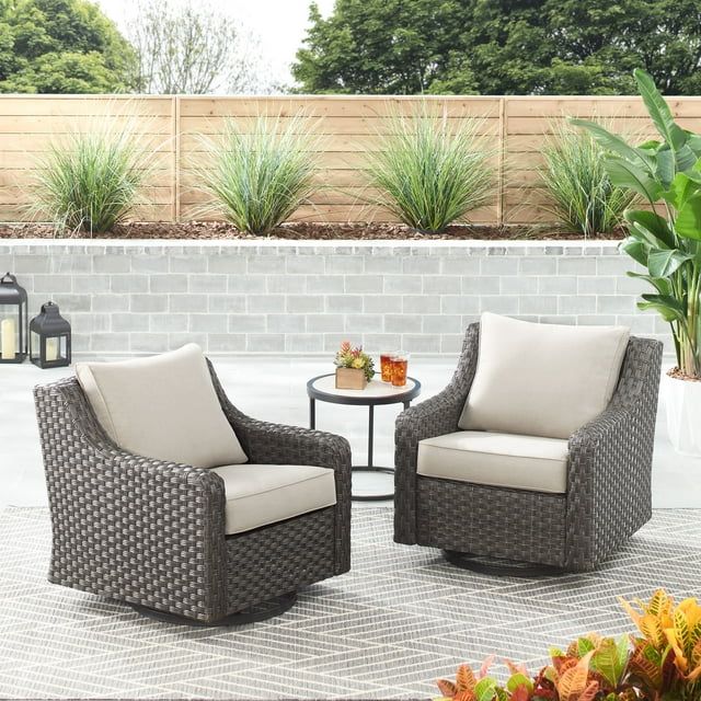 Better Homes & Gardens River Oaks Outdoor Swivel Gliders with Patio Covers, Set of 2, Dark Brown | Walmart (US)