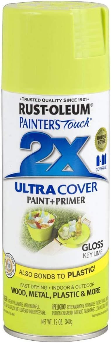 Rust-Oleum 334036 Painter's Touch 2X Ultra Cover Spray Paint, 12 oz, Gloss Key Lime | Amazon (US)
