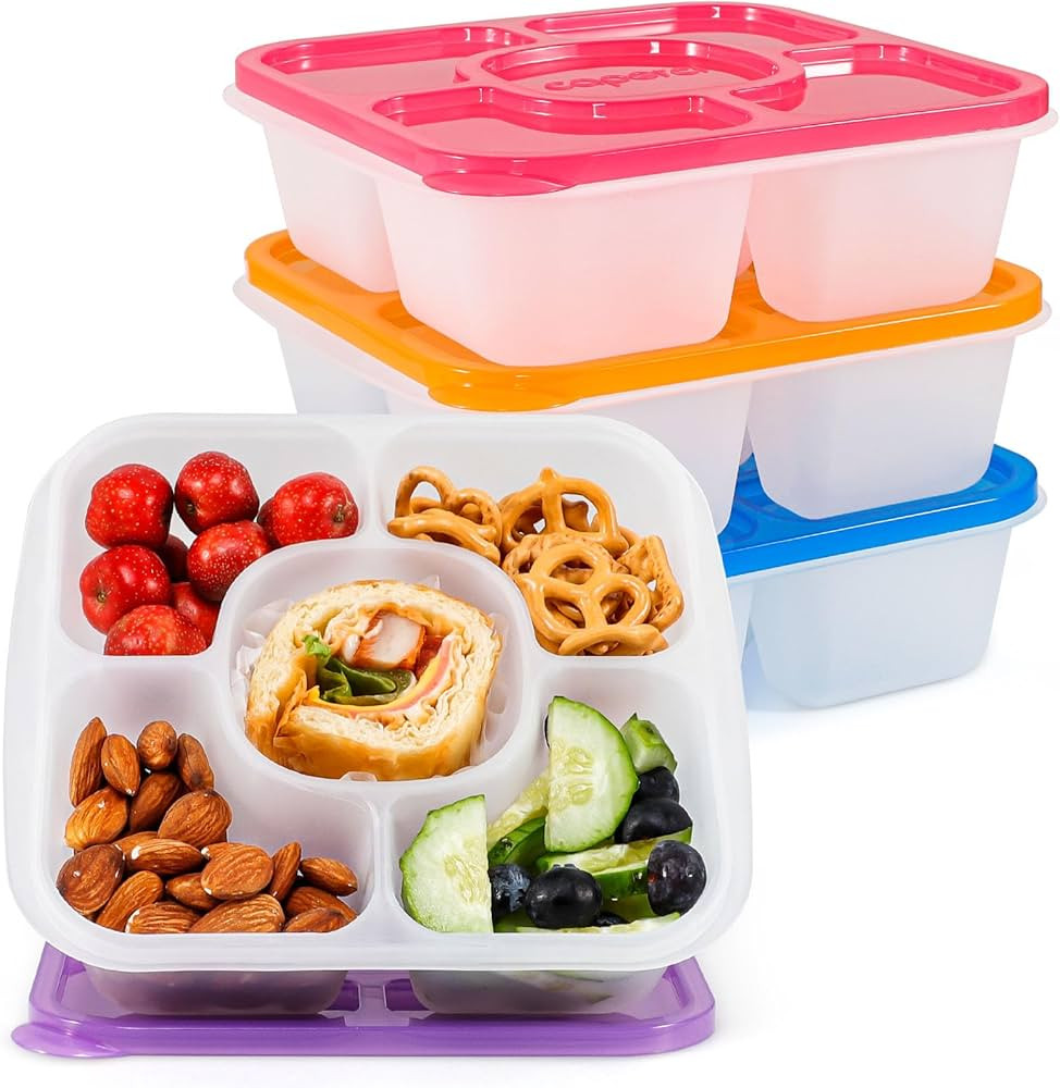 Caperci Original Lunchable Snack Containers - Bento Snack Boxes with 5-Compartment, Reusable Food... | Amazon (US)