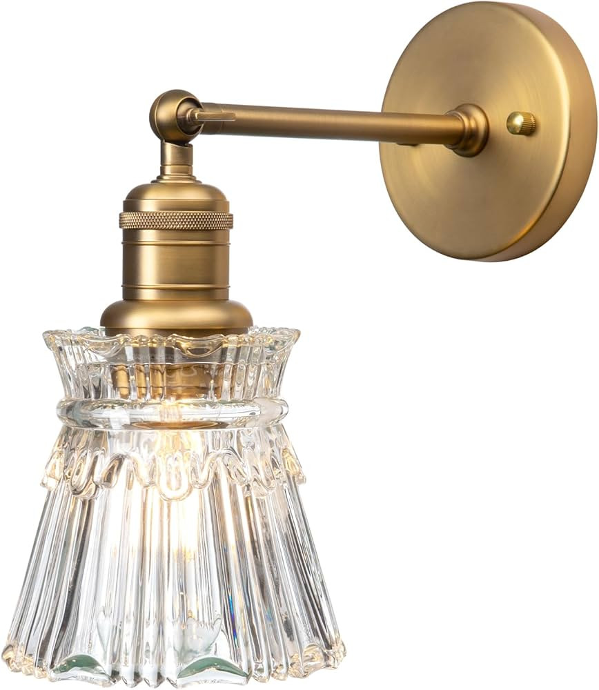 Yosoan 1-Light Vanity Indoor Wall Sconce, Brass Vintage Industrial Single Modern Light Hardwired ... | Amazon (US)