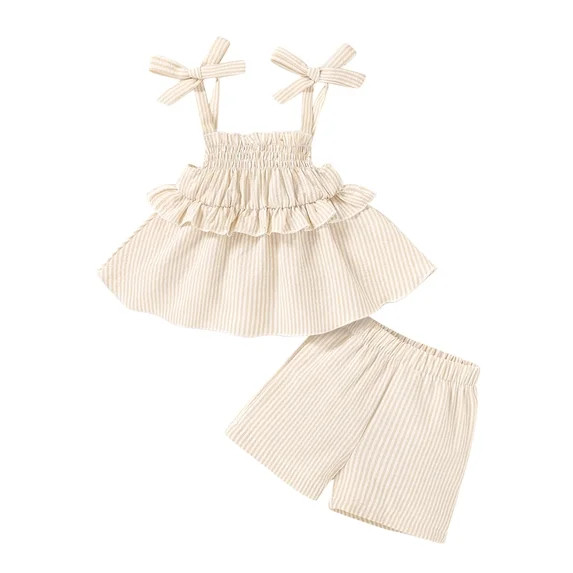 Happy Town Infant Baby Girl Clothes Ruffle Sleeveless Shirt and Shorts Set Toddler Girl Casual Ou... | Walmart (US)