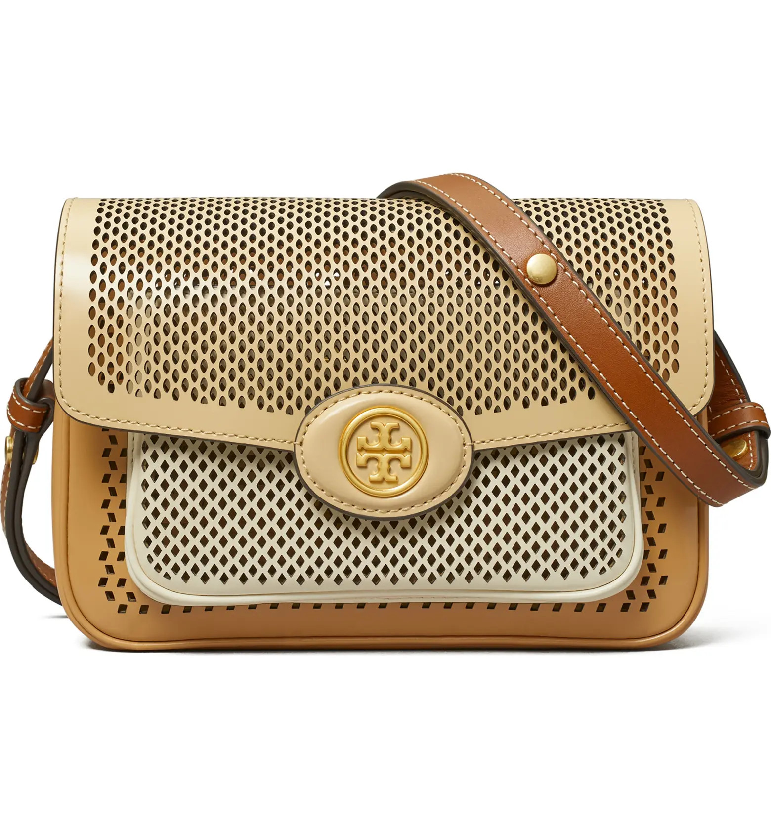 Robinson Perforated Colorblock Leather Shoulder Bag | Nordstrom