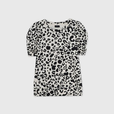 Women's Leopard Print Ruffle 3/4 Sleeve Sweatshirt - Who What Wear™ White | Target
