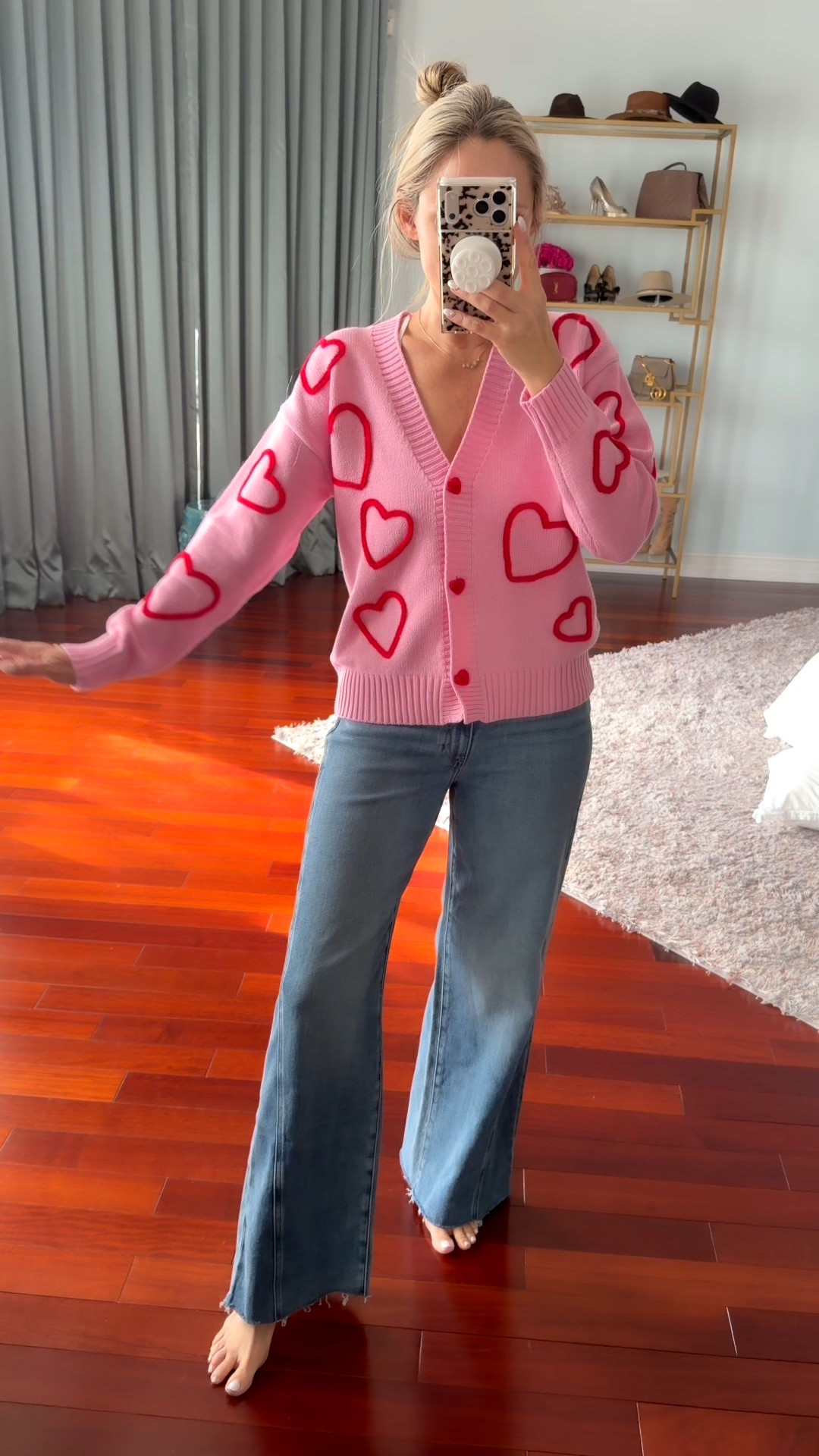 Valentine’s Day sweater from target that I’m in love with-wearing small 
Denim wide leg denim 
Wearing 27 (tts) 

#LTKdayinmylife #LTKOver40 #LTKootd