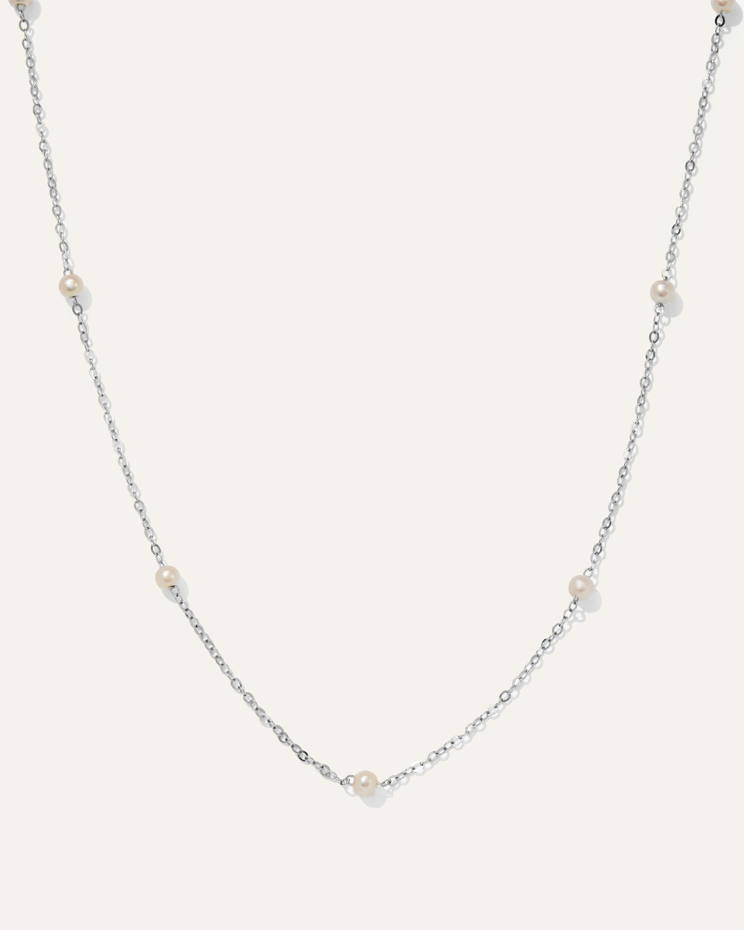 Quince | Women's 14K Gold Freshwater Cultured Pearl Station Necklace in White Gold | Quince