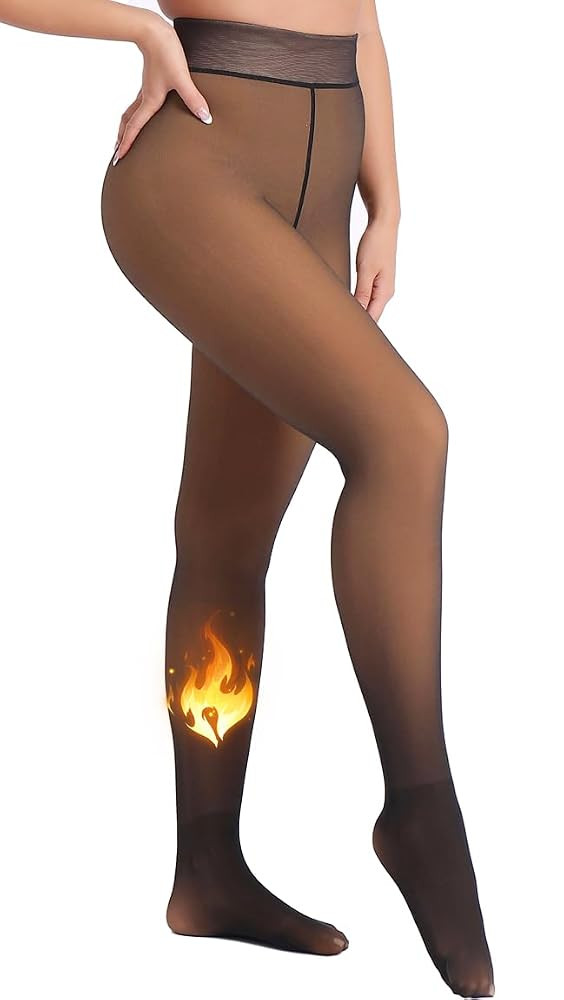 MERYLURE Fleece Lined Tights Women Fake Translucent Winter Warm Thick Pantyhose Thermal Sheer Leg... | Amazon (US)