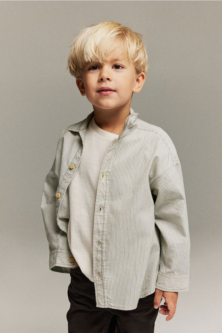 Cotton Shirt - Beige/striped - Kids | H&M US | H&M (US + CA)