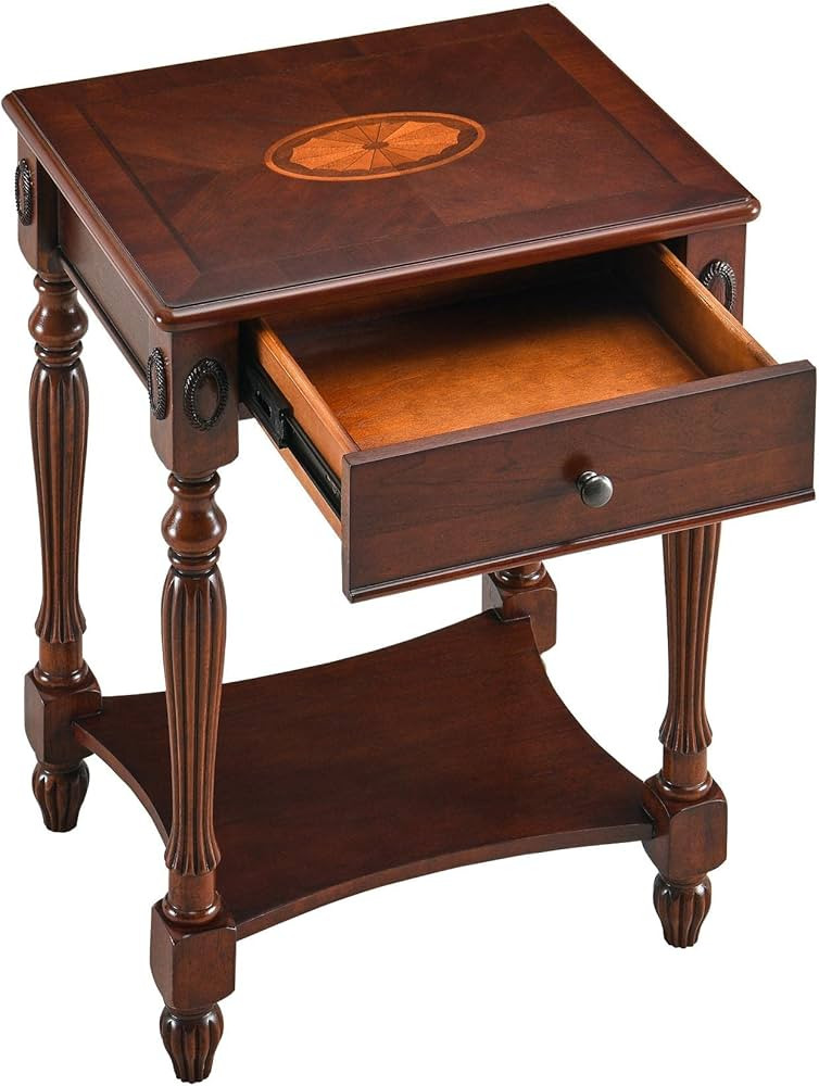 Antique Nightstand Bedside Table Cherry Wood Finish, Traditional Victorian Queen Anne End Side Ta... | Amazon (US)