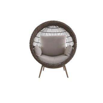 Origin 21 Dunes Wicker Brown Steel Frame Stationary Egg Chair with Tan Cushioned Seat | Lowe's