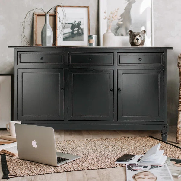 Leonard 60'' Wide 3 Drawer Pine Solid Wood Sideboard | Wayfair North America