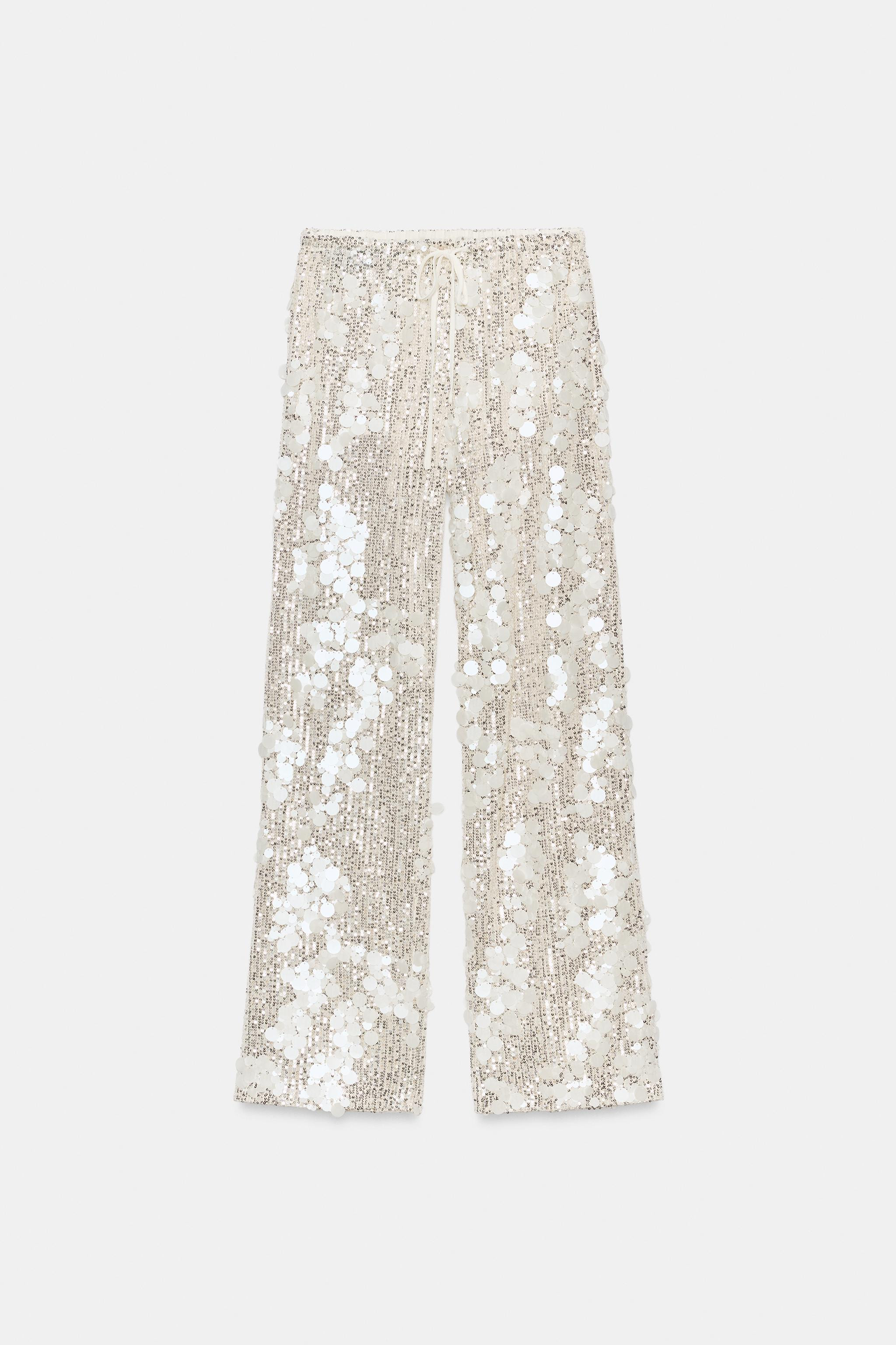 SEQUIN FLOWY PANTS | Zara US