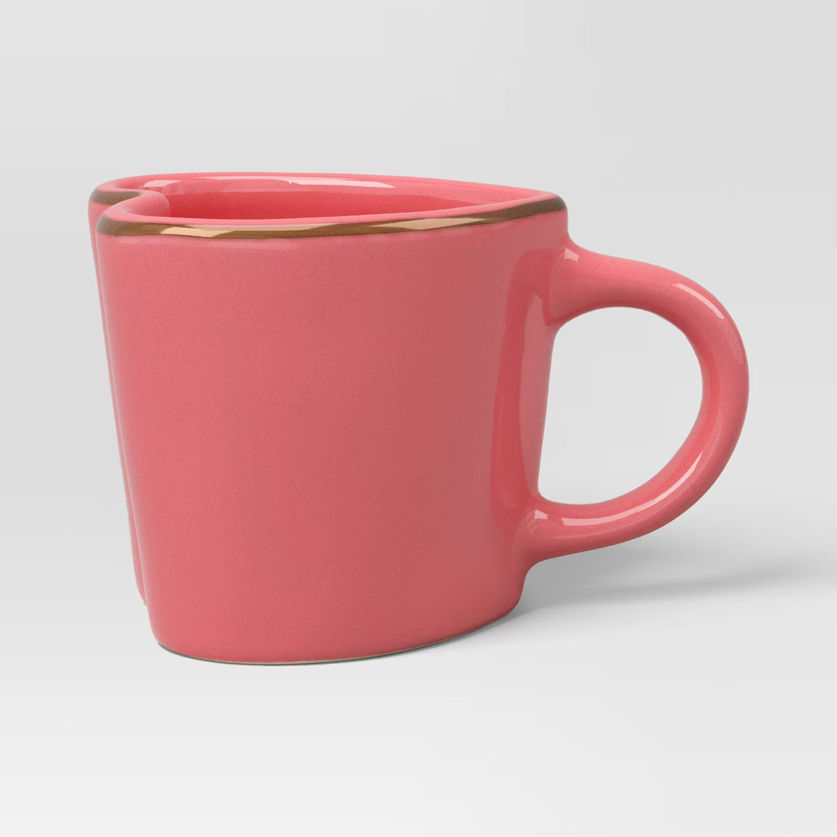 15.5 fl oz Stoneware Figural Heart Mug Pink with Gold Rim - Threshold™ | Target