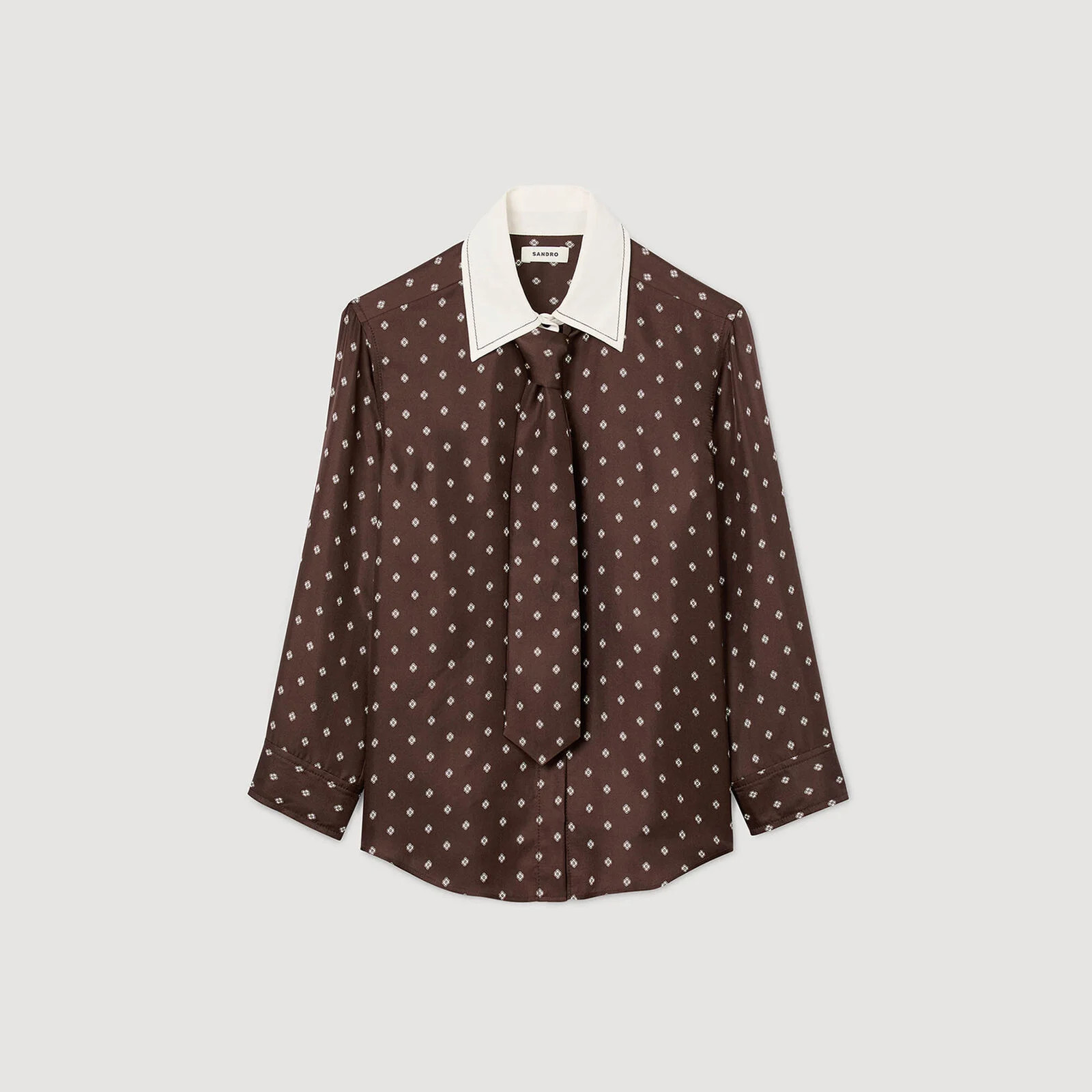 Flowy printed shirt with removable tie | Sandro US | Sandro-Paris US