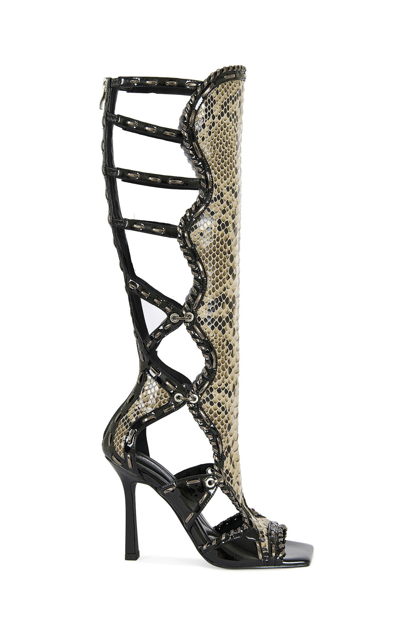 AZALEA WANG Women's Indranihigh Snakeskin Boots in Black - Size 11 | PacSun
