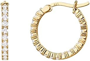 PAVOI 14K Gold Plated 925 Sterling Silver Post Cubic Zirconia Hoop Earrings for Women | Elegant I... | Amazon (US)