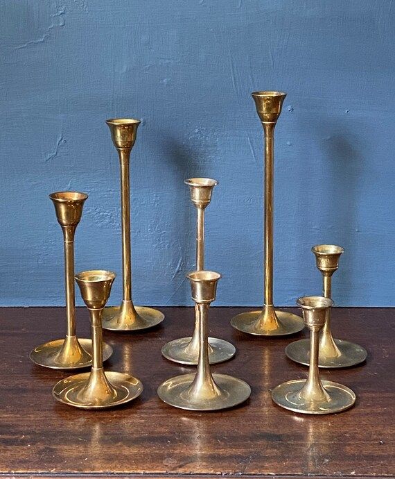 8 Brass Candlesticks Holders Candle Holders Similar Style | Etsy | Etsy (CAD)