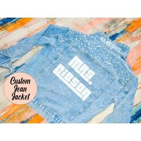 Custom Bride Jacket, Mrs Pearl Jean Jacket Bridal, Denim Wedding Engagement Gift | Etsy (US)