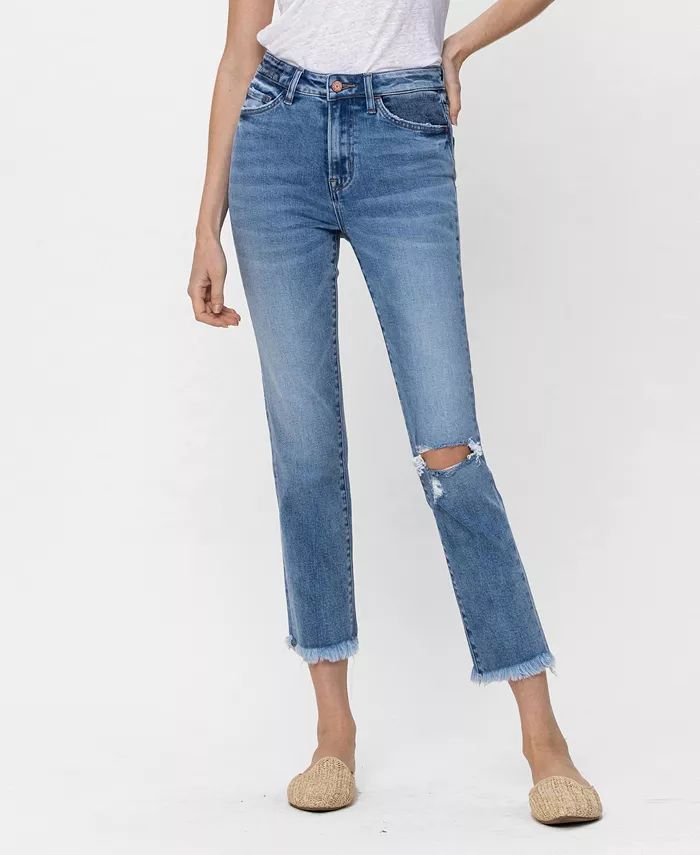 VERVET Women's Knee Slit Fray Hem Crop Straight Jeans & Reviews - Jeans - Women - Macy's | Macys (US)
