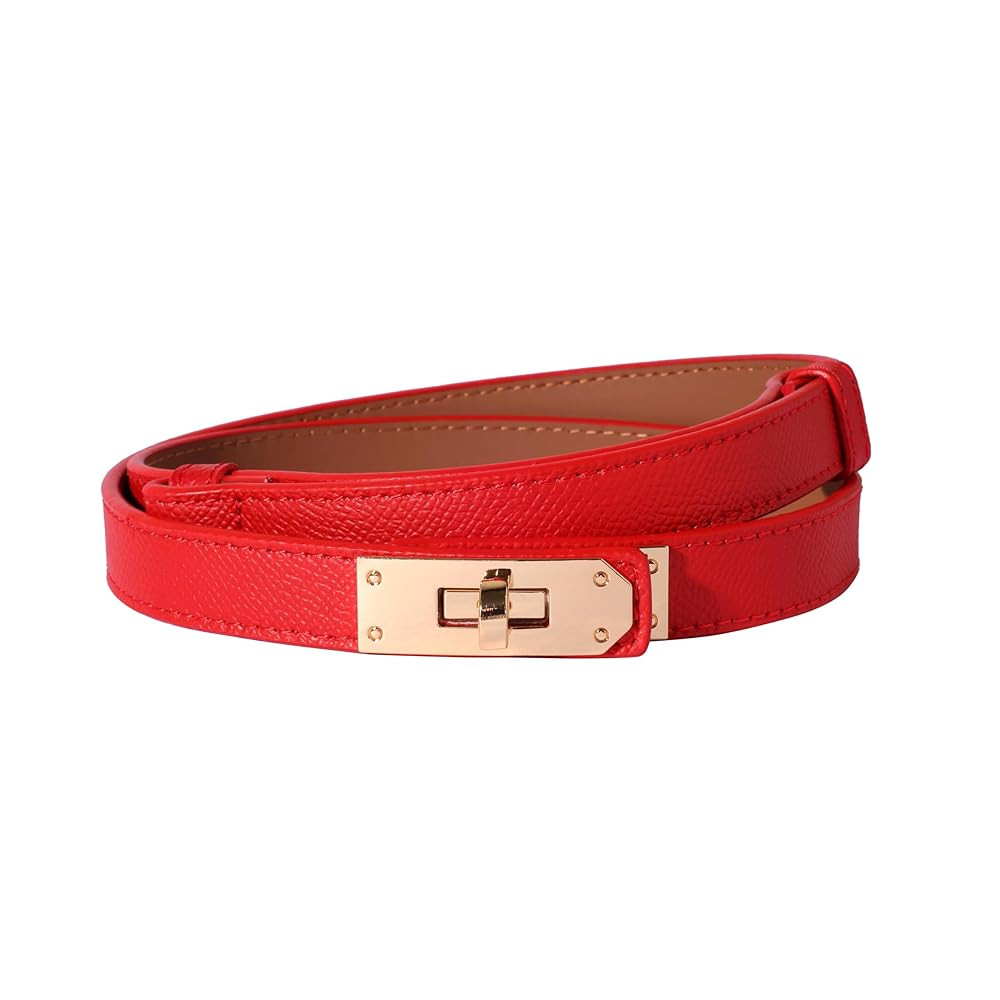Women Skinny Leather Belt Solid Color Alloy Turn Lock Adjustable Waistband for Dresses Jeans Coat... | Amazon (US)