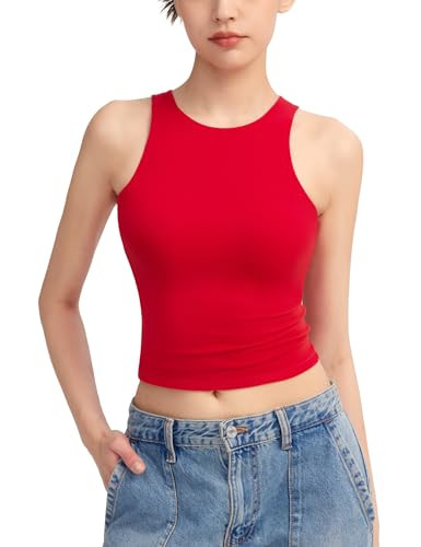 PUMIEY Women's High Neck Tank Top Sleeveless Summer Crop Tops for Women Smoke Cloud Pro Collectio... | Amazon (US)