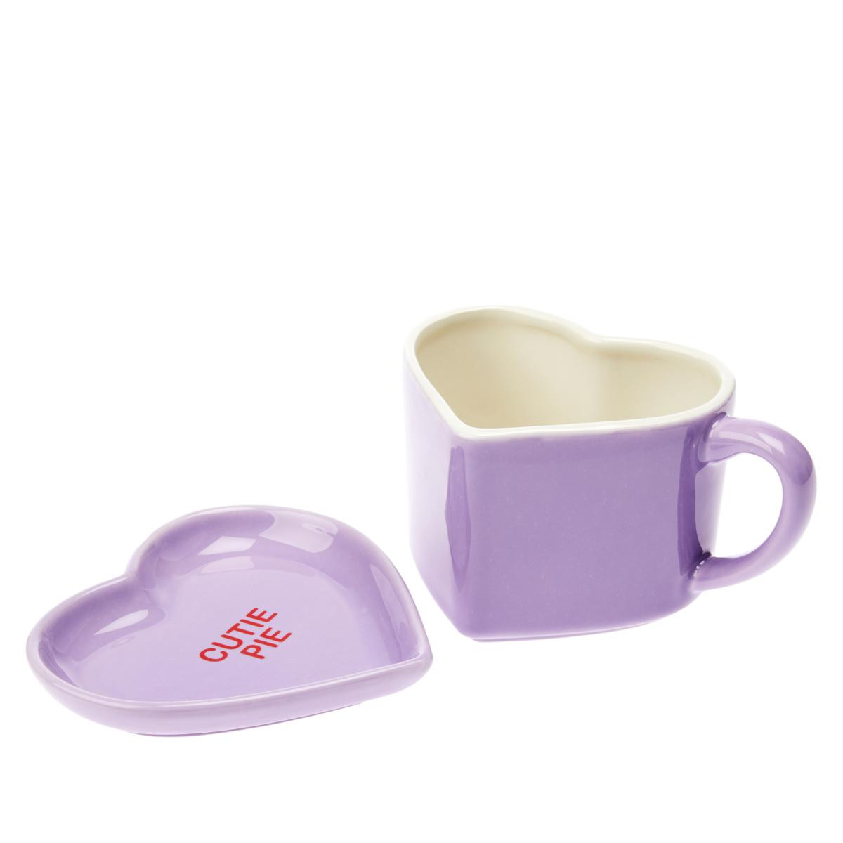 Miss Valentine 18 oz. Ceramic Heart Mug and Saucer | HSN