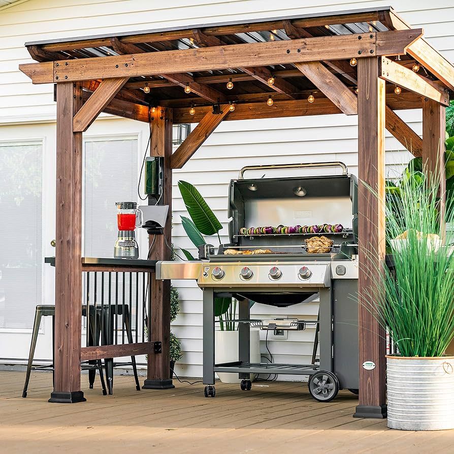 Backyard Discovery Saxony Wooden Grill Gazebo, Insulated Steel Roof, Cook Station, Barbeque, Pati... | Amazon (US)