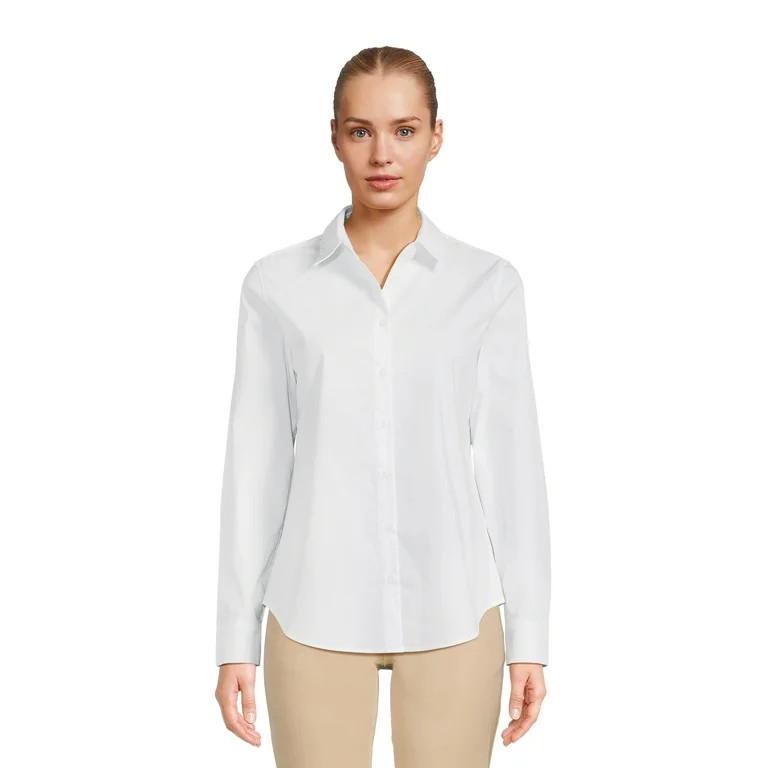 Time and Tru Women's Long Sleeve Button Down Shirt, Sizes XS-XXXL | Walmart (US)