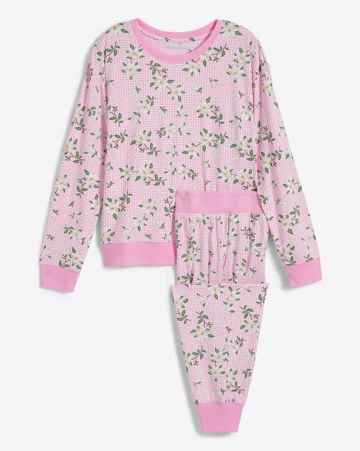 Long Sleeve Hillary Pajama Set in Gingham Magnolia | Draper James (US)