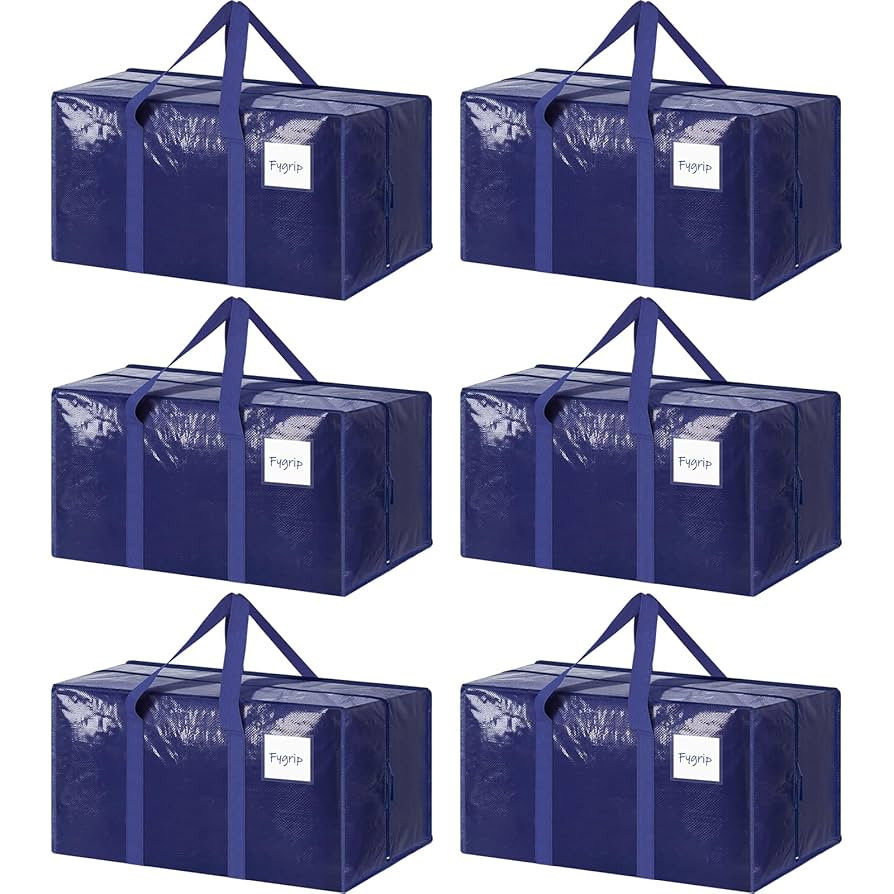 6 Pack Extra Heavy Duty Large Moving Bags with Strong Zipper & Comfortable Handles, Sturdy & Dura... | Amazon (US)
