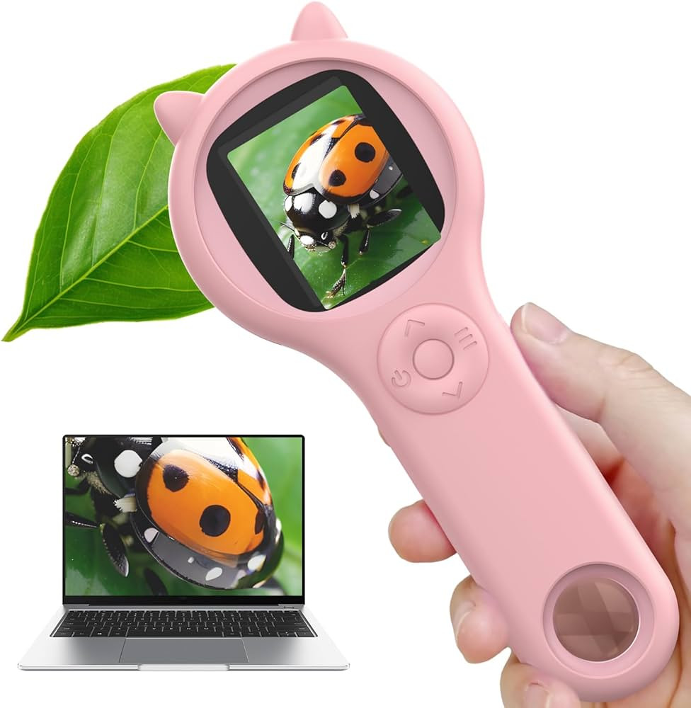 Microscope for Kids - Portable Handheld Magnifying Glass for Kids - Mini Digital Microscope for K... | Amazon (US)