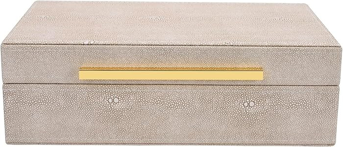 Ivory Shagreen box Faux Leather Decorative Boxes,Keepsake And Memory Storage Decorative Boxes wit... | Amazon (US)