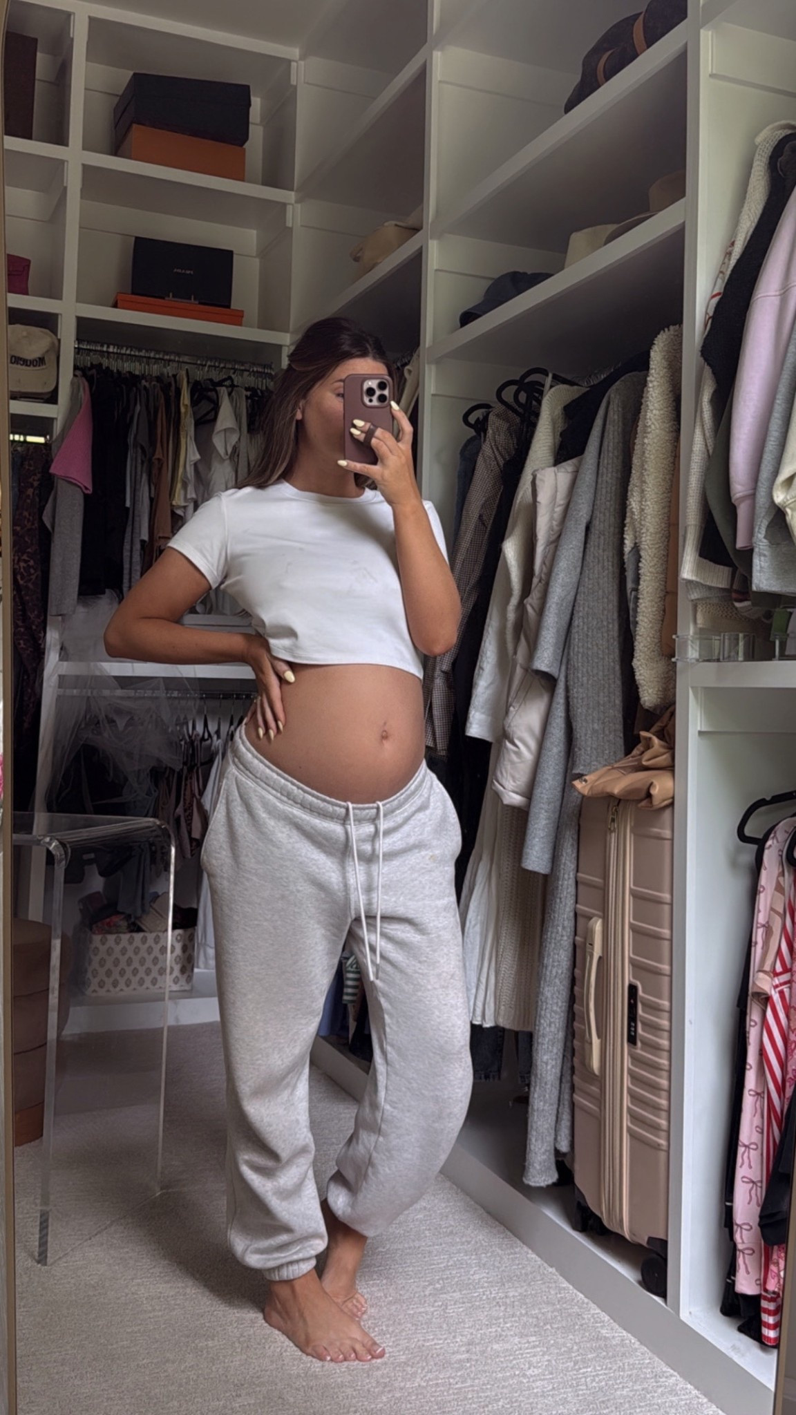 Grey sweat pants — wearing a small!