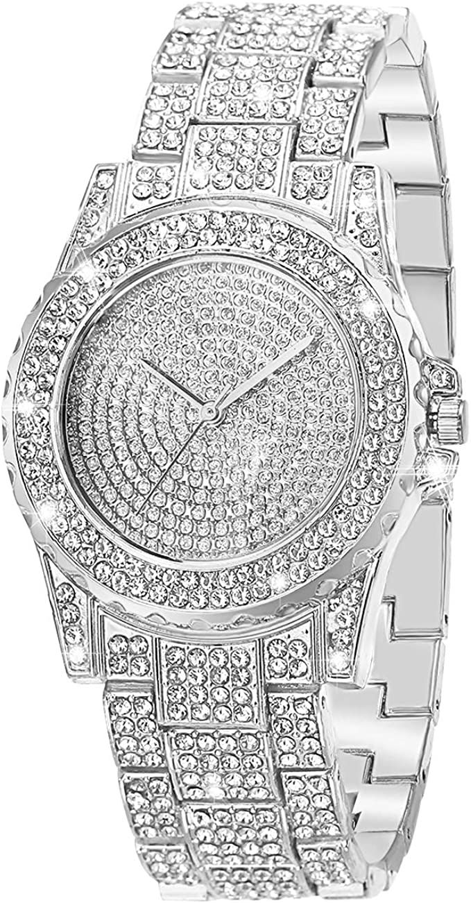 ManChDa Luxury Ladies Watch Iced Out Watch with Quartz Movement Crystal Rhinestone Diamond Watche... | Amazon (US)