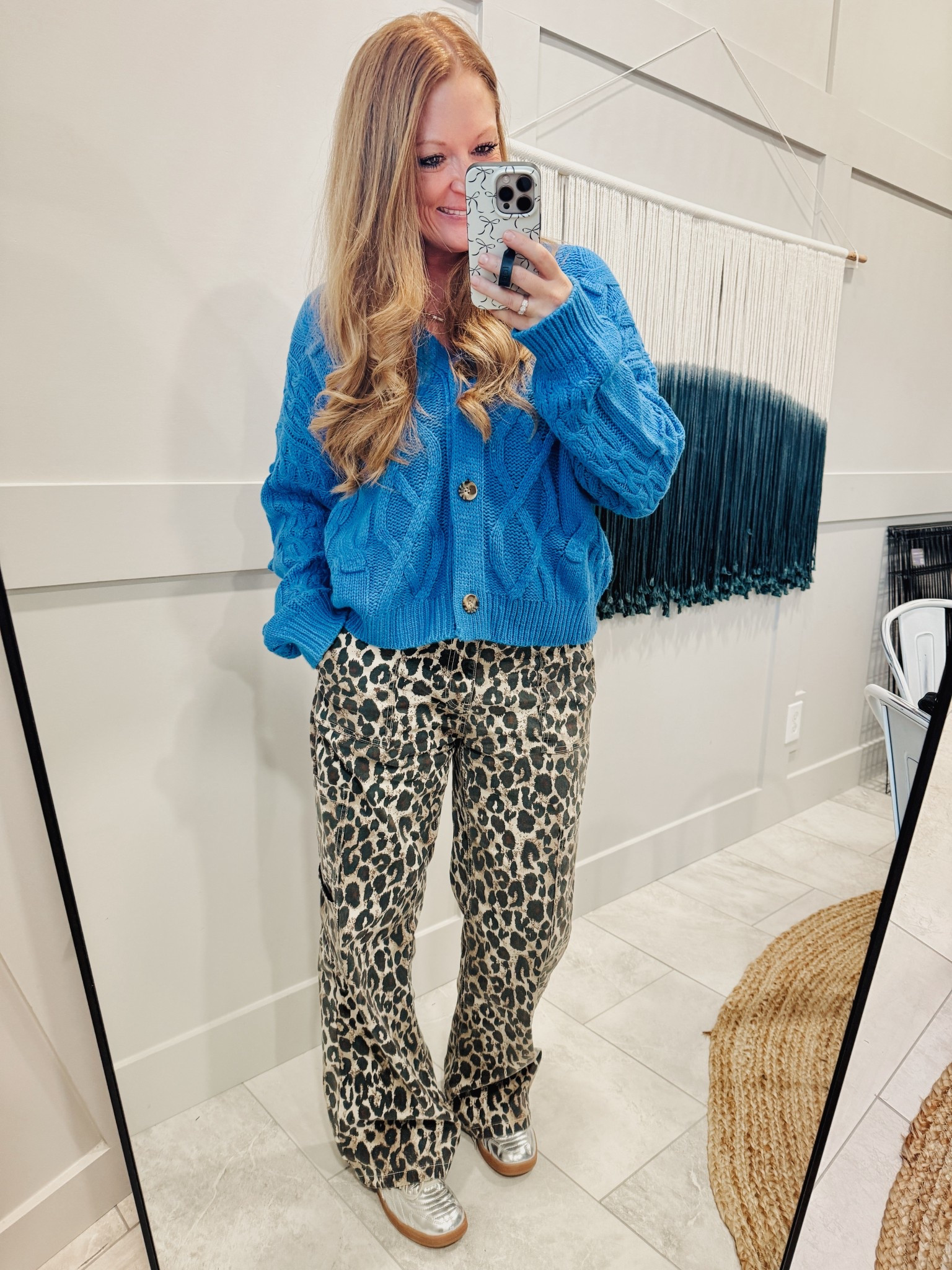 These leopard pants were sold out, but some sizes are back in stock! 

Pants: regular size M, they have an elastic waistband 

Sweater is old from pink lily 

#LTKFindsUnder50 #LTKOver40