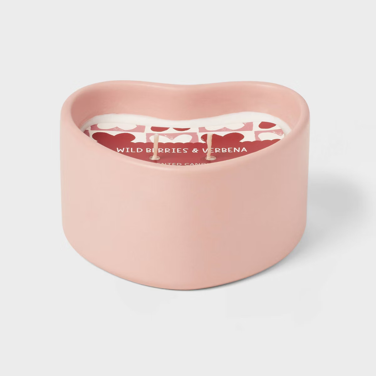 2-Wick 8oz Ceramic Heart Shaped Candle Casual Pink - Threshold™ | Target