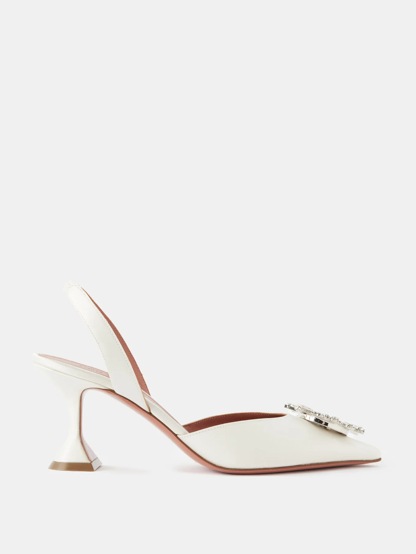 Begum 70 crystal-embellished satin slingback pumps | Matches (UK)