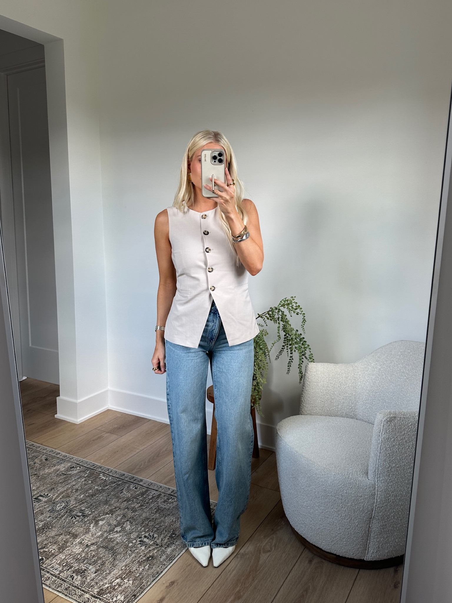 Small in vest, 26 reg in jeans. Linking similar shoes.

#kathleenpost

#LTKStyleTip #LTKSeasonal