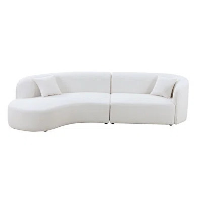 Luxury Modern Style Living Room Upholstery Curved Sofa With Chaise 2-Piece Set, Left Hand Facing Sectional, Boucle Couch | Wayfair North America