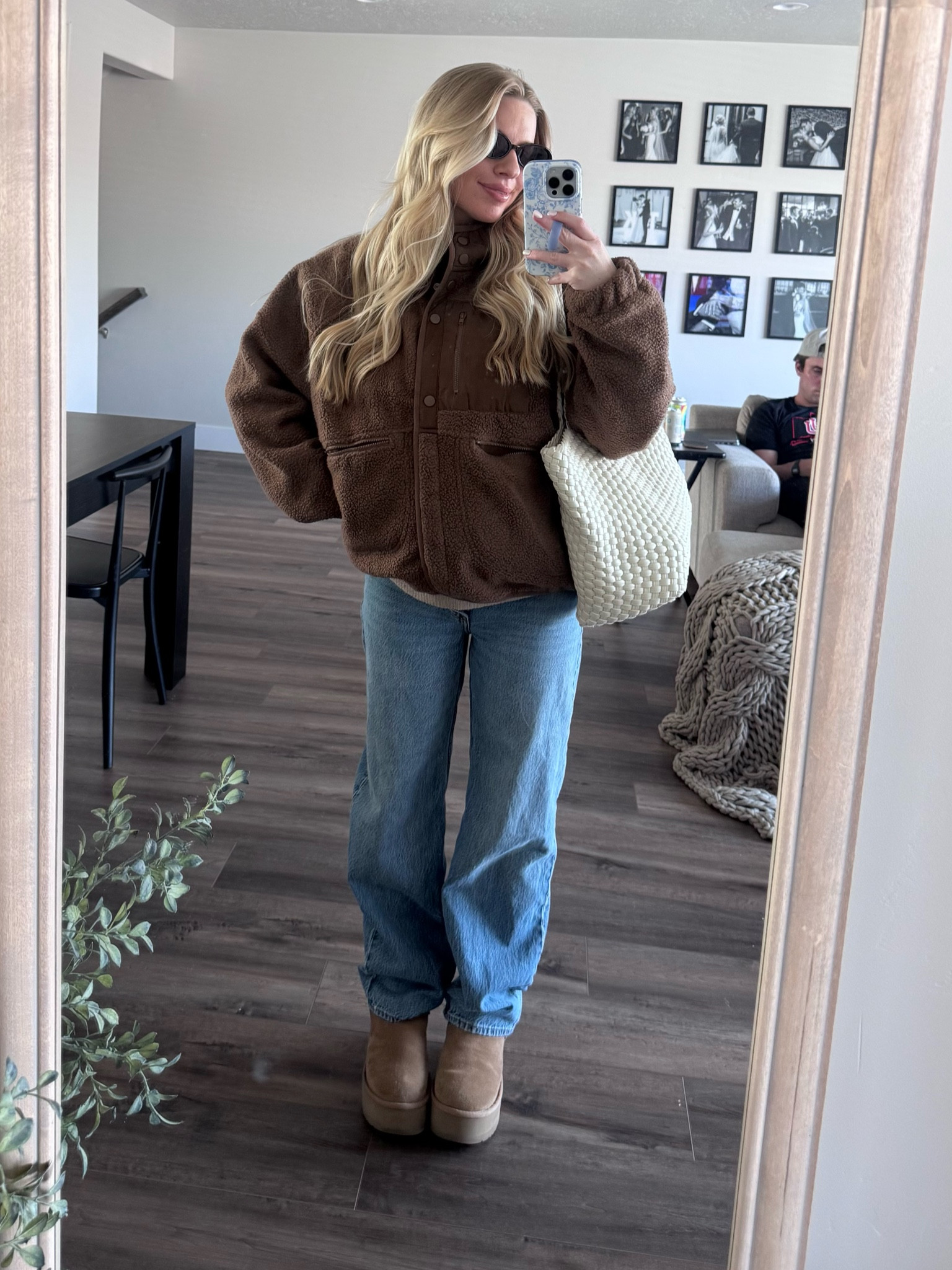 My pre pregnancy jeans held together by this Amazon band but I did finally pull the trigger on maternity jeans from Abercrombie! 